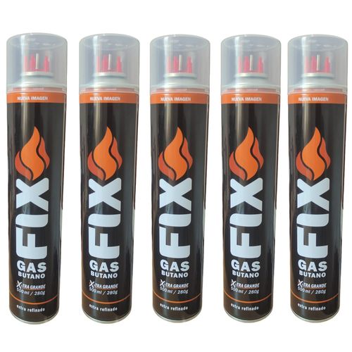 5 Gas Butano FIX Ultra Refinado Recarga Todo Tipo Encendedores soplete