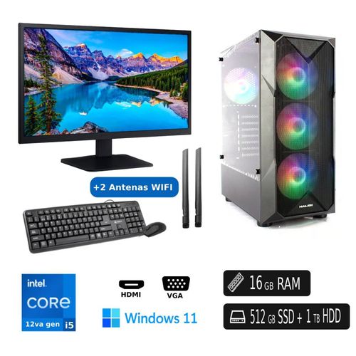 PC Completa Intel Core i5 16GB Ram 256GB SSD + 1TB HDD +  Monitor LED  22"  WiFi