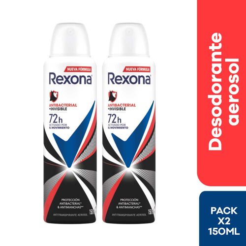 Pack Rexona Desodorante Spray Antibacterial Invisible Women - Pack 2 UN