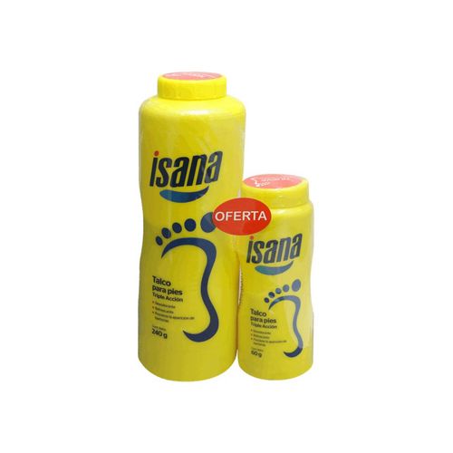 Talco Para Pies Triple Acción Isana - Frasco 240 G + Frasco 60 G