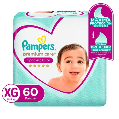 Pañal Pampers Premium Care Talla XG - Bolsa 60 UN