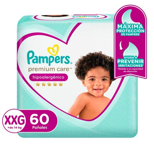 Pañal Pampers Premium Care Talla XXG - Bolsa 60 UN