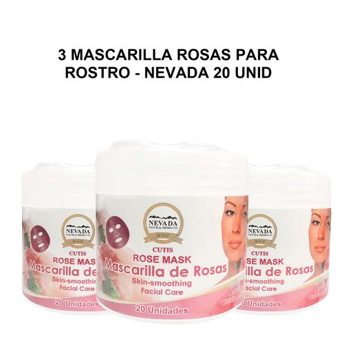 3 Mascarilla Rosas para rostro - Nevada 20 unid