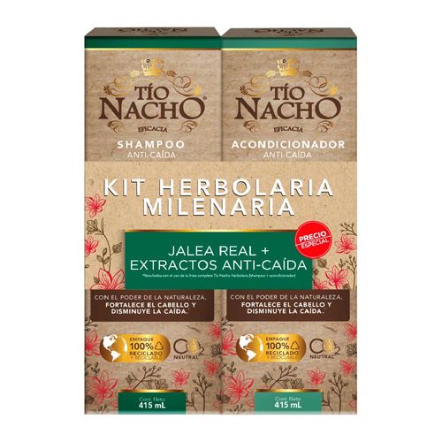 Shampoo + Acondicionador Tío Nacho Kit Anti Caída Herbolaría - Frasco 415 ML