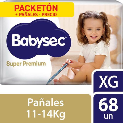 Pañales Babysec Super Premium XG - Paquete 68 UN