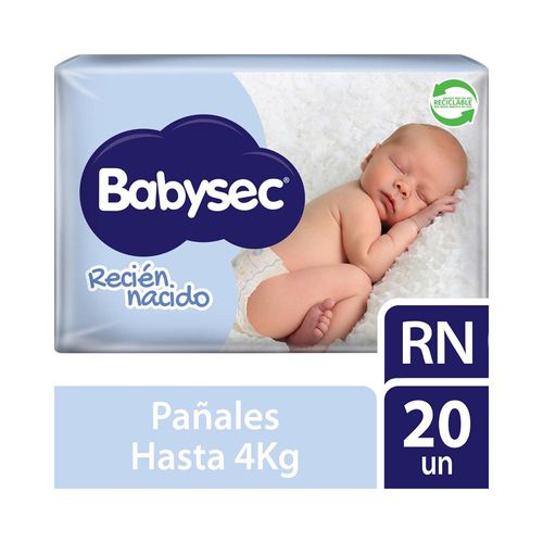 Pañal Babysec Talla Recién Nacido - Bolsa 20 UN