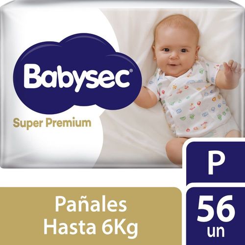 Pañales Babysec Super Premium Talla P - Bolsa 56 UN