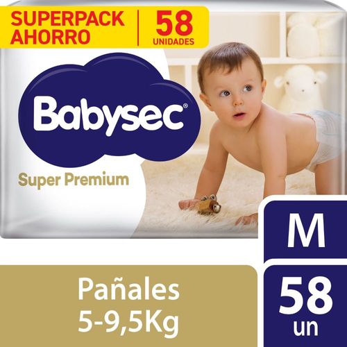 Pañal Babysec Super Premium Talla M - Paquete 58 UN
