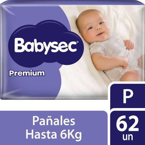 Pañal Babysec Premium Mega Talla P - Bolsa 62 UN