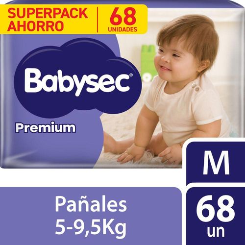 Pañal Babysec Premium Super Mega Talla M - Paquete 68 UN