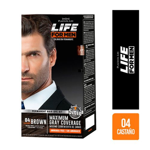 Tinte para Cabello Placenta Life para Hombre #04 Castaño - Kit 1 UN