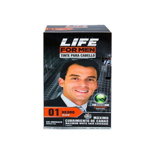 Tinte para Cabello Placenta Life para Hombre #01 Negro - Kit 1 UN
