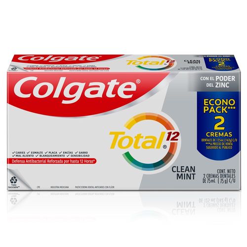 Crema Dental Colgate Total Clean Mint - Pack 2 UN