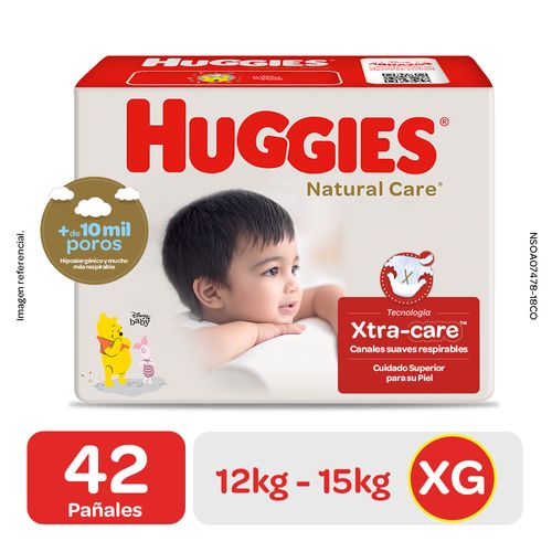 Pañal Huggies Hiperpack Natural Care Unisex Talla XG - Bolsa 42 UN