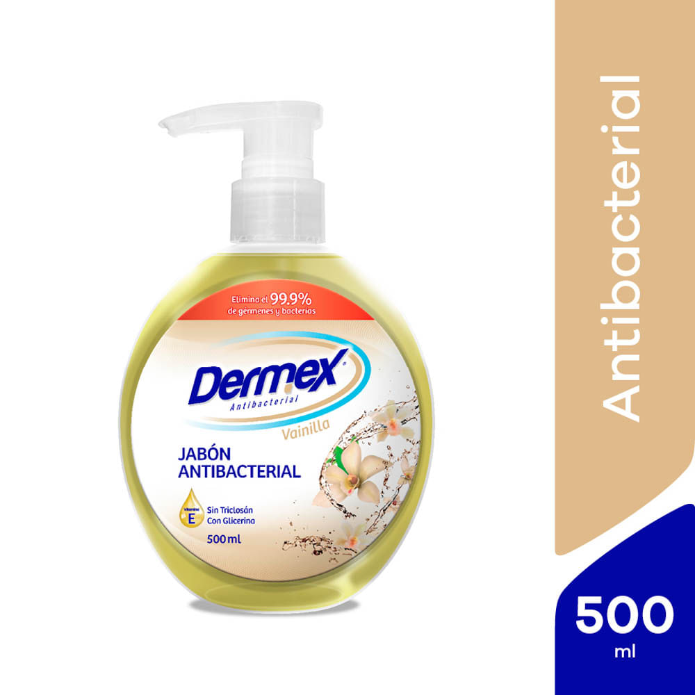 Jabón Líquido Antibacterial Dermex Vainilla - Frasco 500 ML