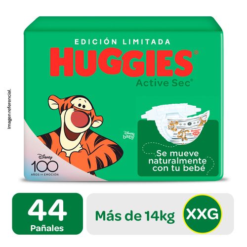 Pañales Huggies Hiperpack Active Sec Xtra Flex Talla XXG - Bolsa 44 UN