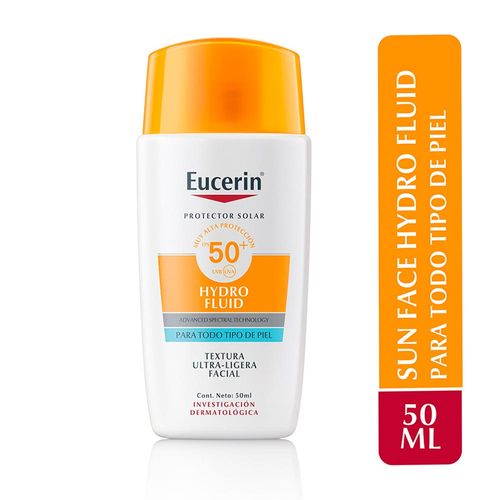 Protector Solar Facial Eucerin Hydro Fluid Textura Ultra Ligera FPS 50+ - Frasco 50 ML