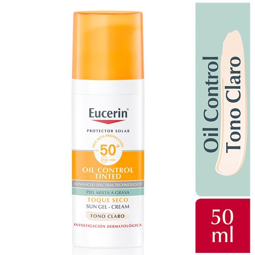 Protector Solar Facial Eucerin Oil Control FPS 50+ Tono Claro - Frasco 50 ML