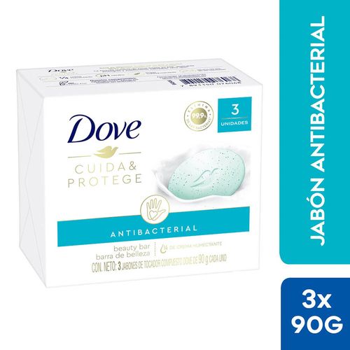 Jabón Antibacterial Dove Cuida y Protege - Caja 3 UN