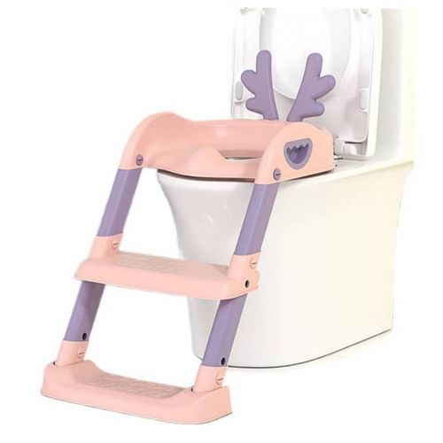 Asiento Bacin para Bebe con Escalera Inodoro Plegable Rosado