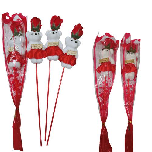 Rosas con peluche para regalar Rojas