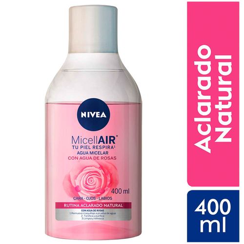 Agua Micelar Nivea MicellAir Agua de Rosas Aclarado Natural - Frasco 400 ML