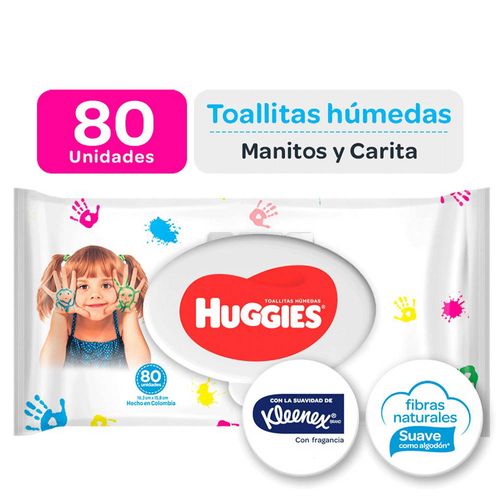 Toallas Húmedas Huggies Manitos y Carita - Bolsa 80 UN