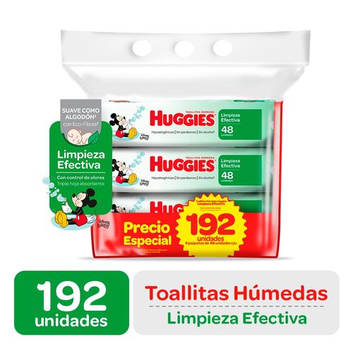 Toallitas Húmedas Huggies Limpieza Efectiva - Bolsa 192 UN