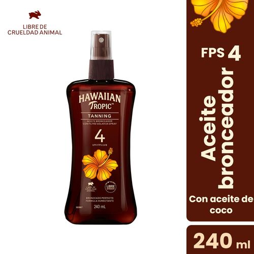 Aceite Bronceador Hawaiian Tropic Tanning con Filtro Solar SPF 4 - Frasco 240 ML