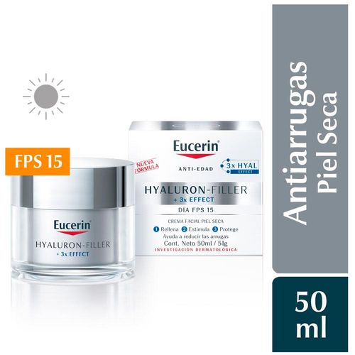 Crema Facial de Día Antiarrugas Eucerin Hyaluron-Filler - Pote 50 ML