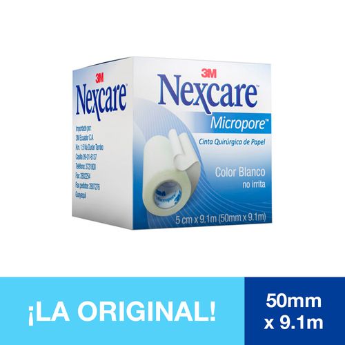 Cinta Micropore Nexcare Blanca 50mm x 9.1m - Caja 1 UN
