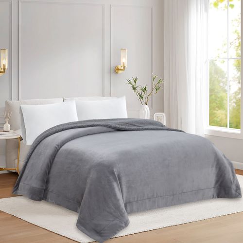 Frazada OI25 Flannel Sherpa Gris King