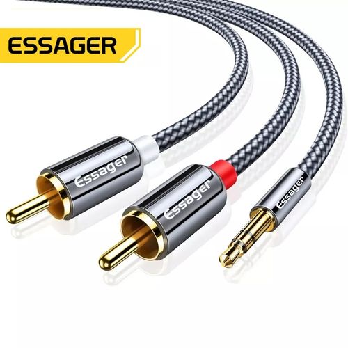 Cable Audio 2 Rca a 1 Plug 3.5mm 2 metros Alta Fidelidad