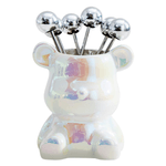 Juego-de-Mini-Tenedores-Picker-Soporte-Diseño-de-Oso-Blanco