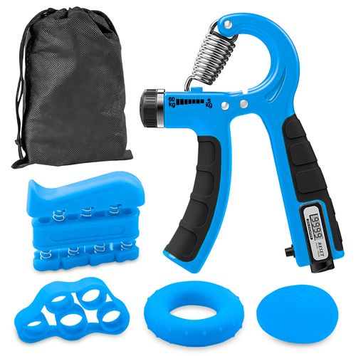 Kit Mancuernas de Mano Ajustable 60Kg Hand Grip 5 EN 1 ST6 Azul