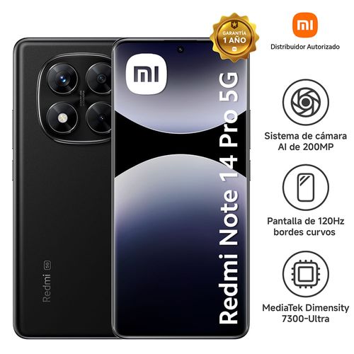 Celular Redmi Note 14 Pro 5G 8GB RAM 256GB ROM Negro