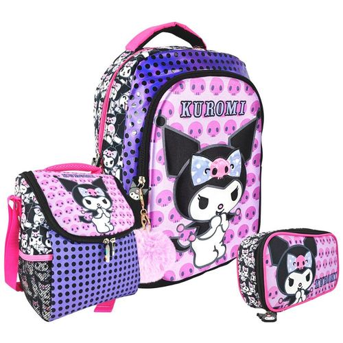 Set Scool Magic Mochila Oficio Lonchera Cartuchera Kuromi 3D