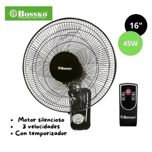 Ventilador de Pared Bossko con Control Remoto 16 Pulgadas BK-8452PD  MEGA IMPORT