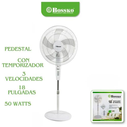 Ventilador de pedestal 18" BOSSKO BK 8457VB 50 watts con Temporizador blanco - BK-8457VB  MEGA IMPOR
