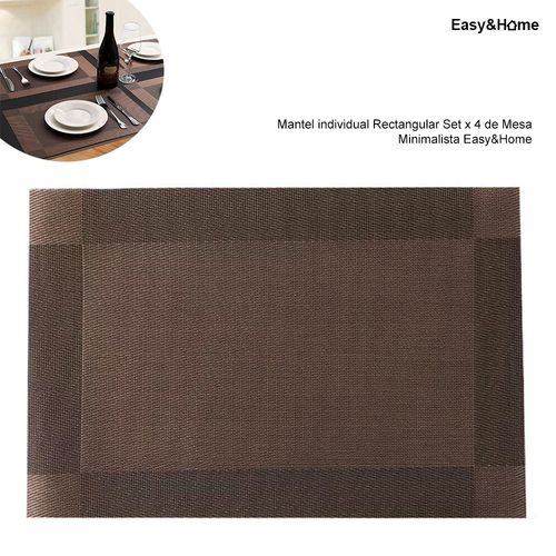 Mantel individual Rectangular Set x 4 de Mesa Minimalista Easy&Home Marrón Oscuro