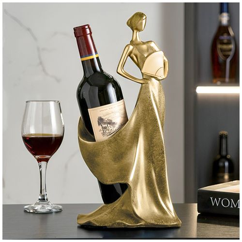 Organizador Adorno Soporte de Botellas Porta Vino Dorado AC1