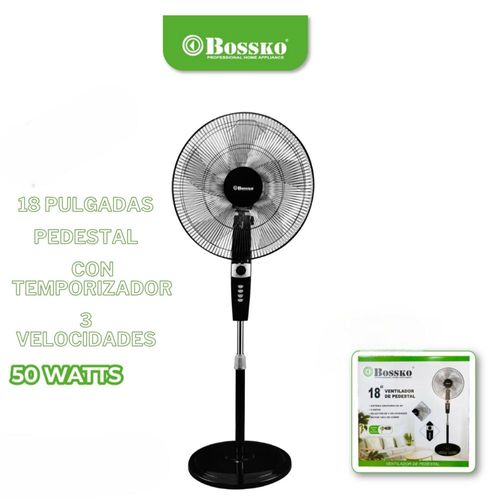 Ventilador de pedestal 18" BOSSKO con Temporizador Negro - BK-8459VN (JYA)