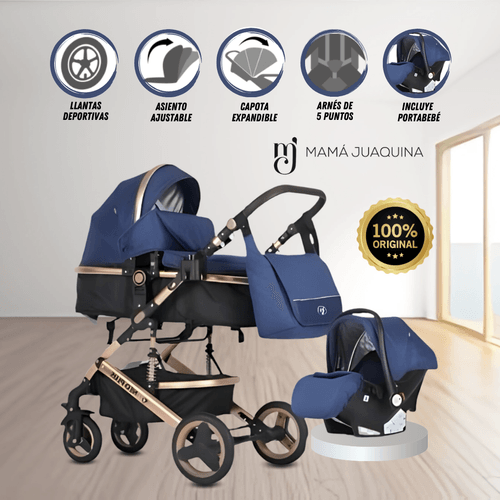 Coche Moisés 4 EN 1 «GRAND LUMIERE» Con Portabebé - Azul