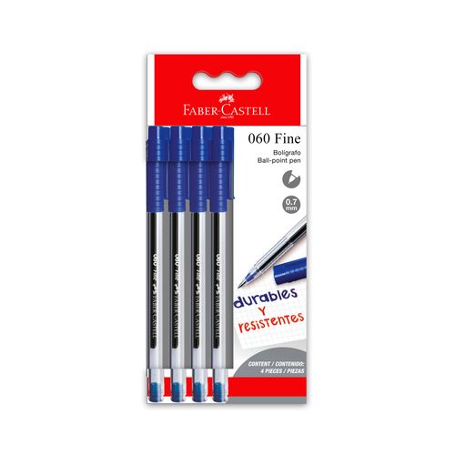 Faber Bolígrafo 060F 4Azul Bl Ctn FABER CASTELL x4un