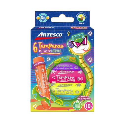 Témpera en Barra 10Gr Neon ARTESCO x6un