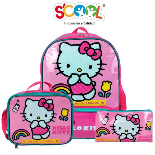 Set Mochila de Oficina + Lonchera + Cartuchera Hello Ki SCOOL