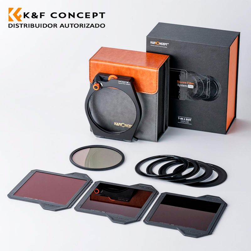 Sistema-de-Portafiltros-Cuadrado-K-F-Concept-X-PRO--CPL-de-95mm---ND8---ND64---ND1000---4-Anillos-Adaptadores--SKU1877