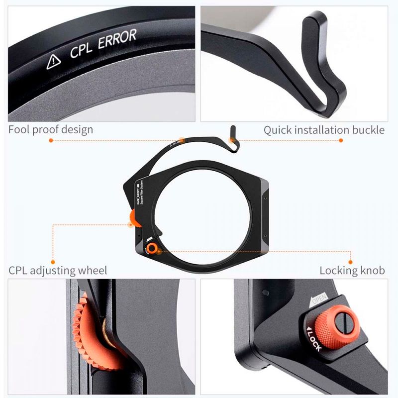 Sistema-de-Portafiltros-Cuadrado-K-F-Concept-X-PRO--CPL-de-95mm---ND8---ND64---ND1000---4-Anillos-Adaptadores--SKU1877