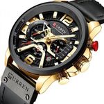 Reloj-Lujo-Hombre-CURREN-8329-Negro-Correa-Cuero-Cronografo