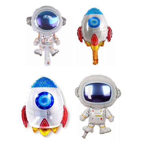 Set x 4 globos metálicos espaciales cohete y astronauta